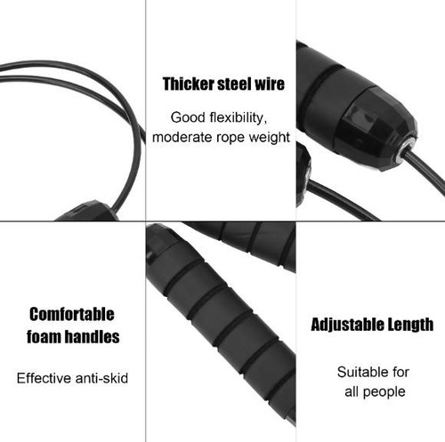 Cuerda De Saltar Antideslizante Ajustable De 3 M Negro