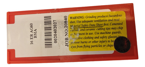 Inserto Roscado Cm-16erag60-bma Marca Carmex