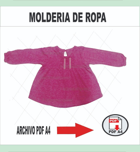 Molderia Imprimible En Pdf A4 Remera Manga Larga Bebe