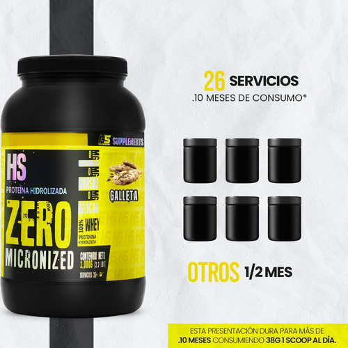 Proteína Whey Hidrolizada Zero Hs 1 Kg Sabores Hiper Sport Galleta