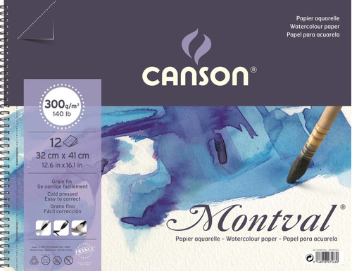 Bloco Aquarela Montval 300g/m² Espiral Canson