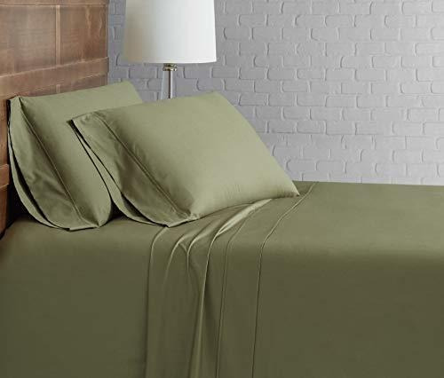 Conjunto Sábanas Algodón Percale Verde Oliva - Twin Xl