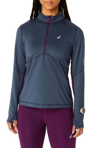 Chamarra Running Asics Winter Run 1/2 Zip Azul Mujer 2012c86