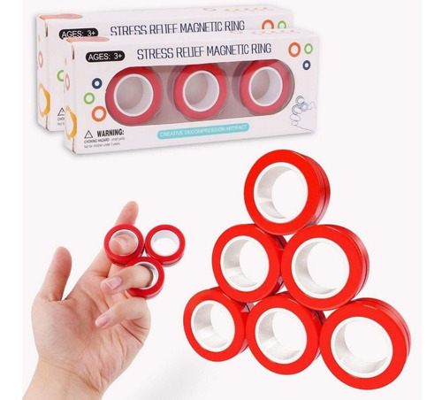 Anel Magnético Hand Spinner Anti Estresse - Vermelho