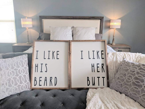 Letrero Madera Texto Ingl  None Brand I Like His Beard Her