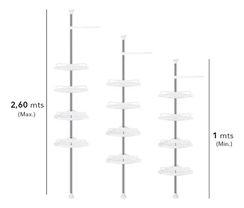 Estante Esquinero Baño Inoxidable Organizado- Sin Taladro Blanco