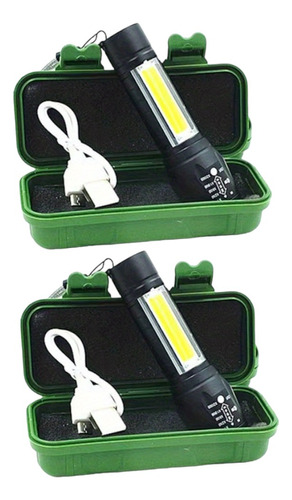 2 Linternas De Mano Led 500 Lumen Recargable Zoom Potente