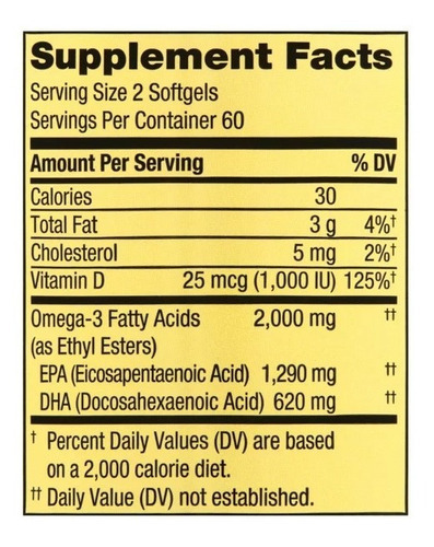 Omega-3 2000 Mg 120 Capsulas Fish Oil Spring Valley Salud Sabor Lemon