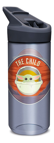 Botella Tritán Baby Yoda 620ml Con Pajita Color Gris