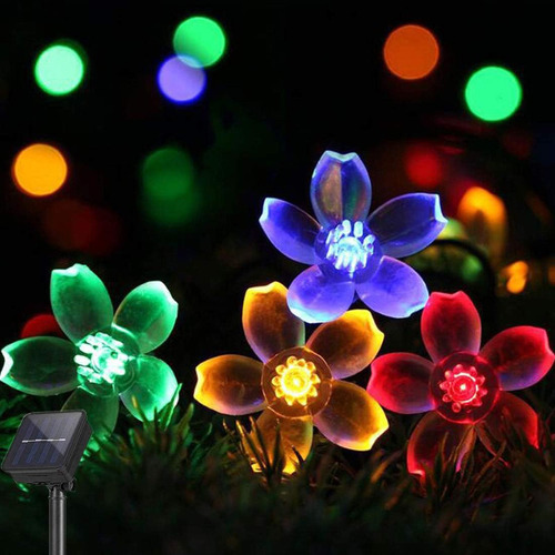 Luces De Navidad De 5m Luz De Cadena De Flores Solar Al