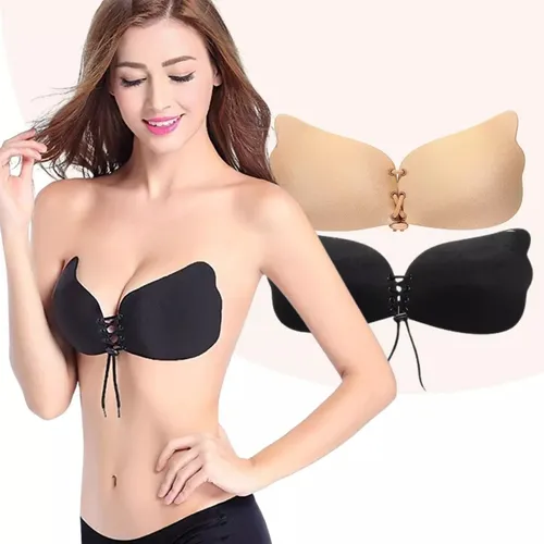 Corpiño de Mujer Sexy Strapless Bra Push Up Sólido Brasier Adhesivo  Invisible