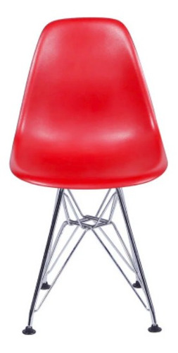 Cadeira de jantar BoxBit DKR Eames polipropileno base cromada, estrutura de cor  vermelho, 1 unidade