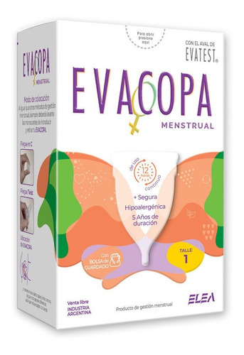 Evacopa Copa Copita Menstrual Reutilizable Ecológica+bolsita Color Talle 1