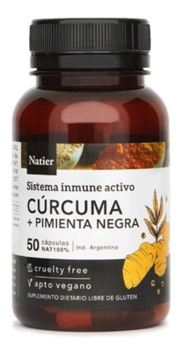 Cúrcuma + Pimienta negra antioxidantes natier x 50 cápsulas	