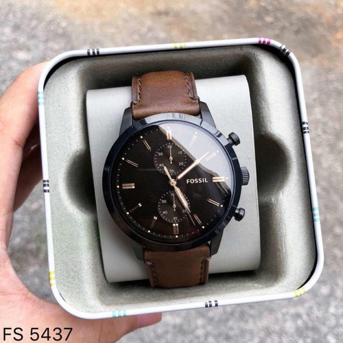 N Reloj Fossil Townsman Chrono Fs5437 Café Ngo Original