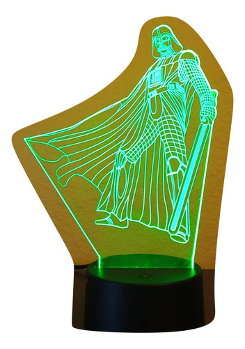 Lámpara Led 3d Visual Ilusión 7 Colores Figura Dark Vader 