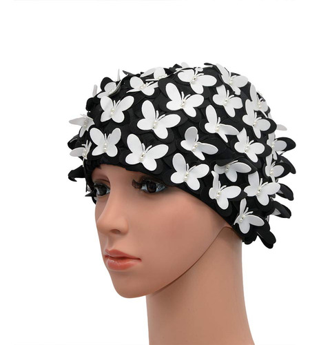 Medifier Clasico Swim Cap Floral Petalo Estilo Retro Gorro