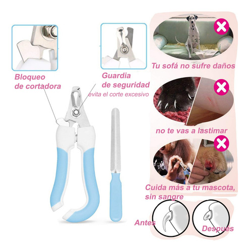 Cepillo Deslanador Perro Gato Peine Mascotas Masajeador Kit Azul