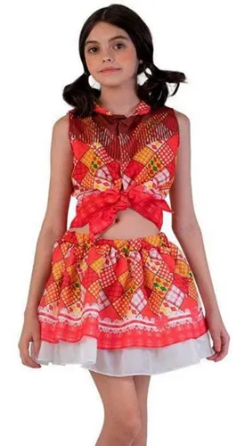 Vestido Festa Junina Infantil Cropped E Saia