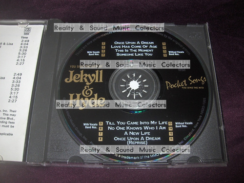 Jekyll & Hyde You Sing The Hits Cd Pocket Songs 1994 (Usado)