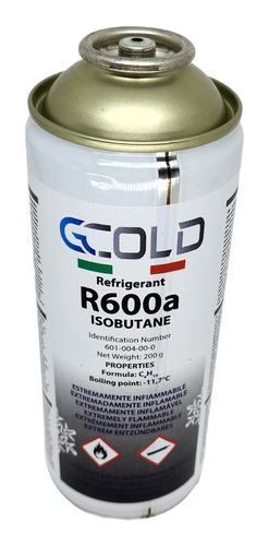 Fluido Gás Refrigerante Gcold  R600a - 200g