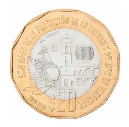 Lote De 5 Monedas De 20 Pesos Conmemorativa De Veracruz