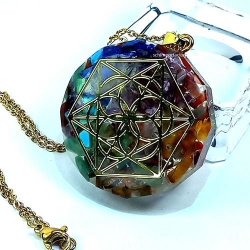 Orgón - Flor De Loto - 7 Chakras + Cadena Acero