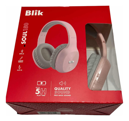 Audífonos Bluetooth Blik Soul 150 Rosado 5hrs Aux