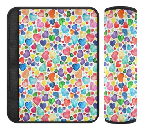 Multicolored Hearts Valentine Day Seat Belt Cover 2 Pack Car