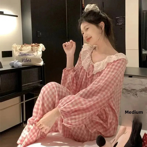 Conjunto De Pantalones De Manga Larga Con Pijama De Algodón