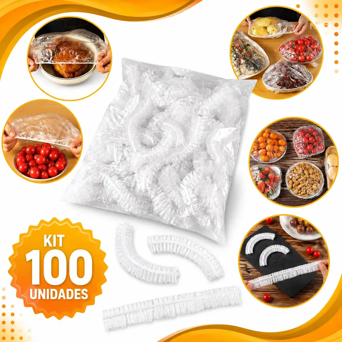 100 Capa Touca Plástica Descartável Multiuso Alimentos Boa Dica