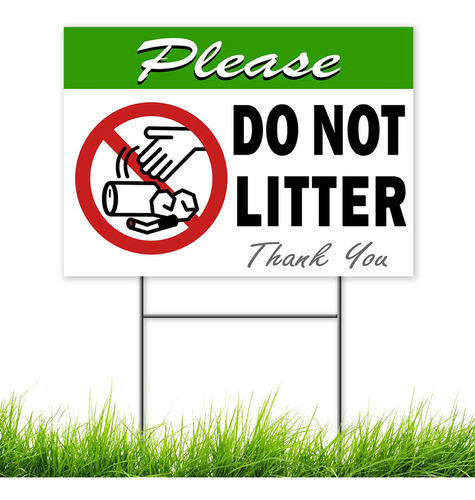 Please Not Litter Yard Letrero Estaca 14 X 10  Basura Doble