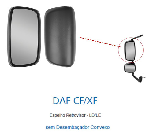 Espelho Retrovisor Daf Até 2024 - Convexo - Sem Desembaçador