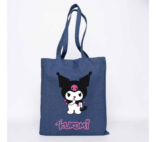 Bolso Loneta Kuromi Rock Hello Kitty Kawaii  35 X 40 Cm 