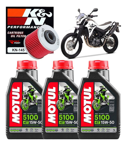 Kit Troca Óleo Motul 5100 15w50 Filtro Óleo K&n Yamaha Xt660