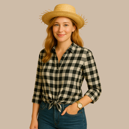 Camisa Feminina Xadrez Flanelada Algodão Quadriculada Junina