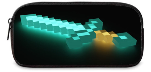 Kit 2 Estojos Box Grande E Simples Minecraft Escolar