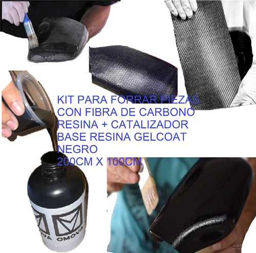 Kit Forrar Fibra D Carbono Real Tela 200x100cm + Kit Resinas