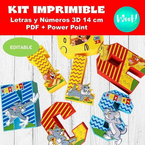 Kit Imprimible Molde Letras Y Números 3d 14 Cm Editables