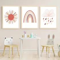 Comprar Set X3 Cuadros Infantiles Completos Arcoiris Sol 33x43 