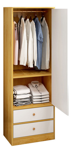 Ropero Madera Estilo Con Puerta Cajón Modernos Closets Naranja