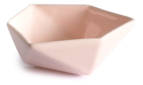 Bowl Icosaedro Diseño Moderno Geometrico Ceramica - Rosa