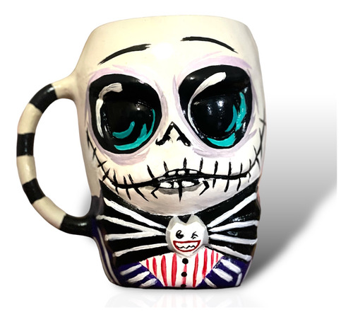 Taza Cerámica Halloween Extraño Mundo De Jack Pintada A Mano