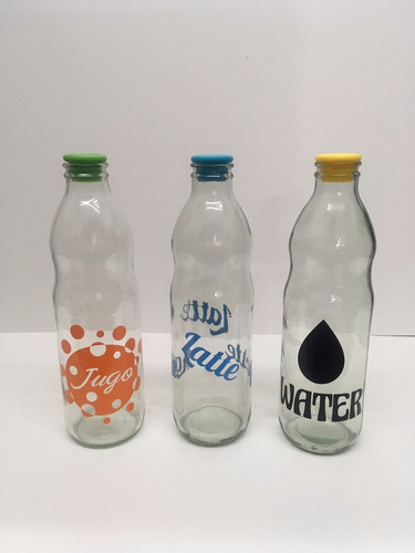 Botella Vidrio Jugo-agua-leche Diseños Exclusivos!!!!