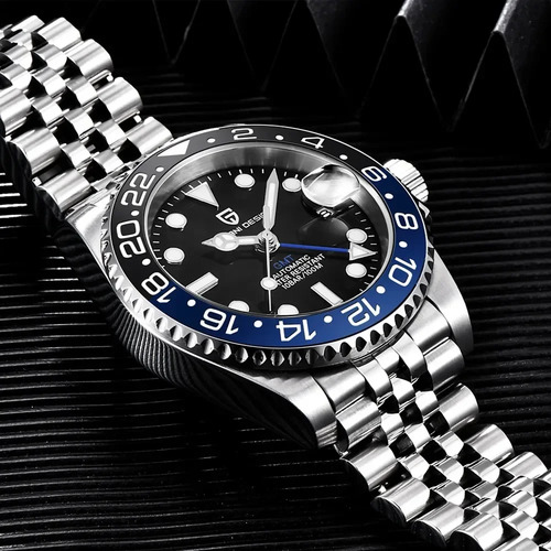 Reloj Mecánico Automático Para Hombre Gmt Dual Time Zone Nig