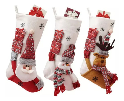 3pcs Calcetín Navideño Bolsa De Regalo Adornos Navideños
