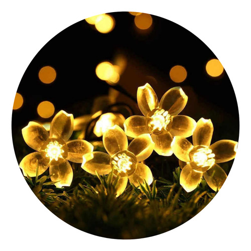 Guirnalda Solar Flor Flores Luces Led Decoracion Para Jardin