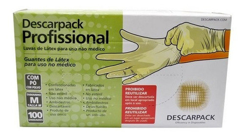 Luva De Látex Descarpack Tam Pp. P , M , G Cx C/ 100 C/10cxs