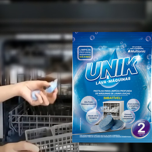2x Detergente Sabão Lava Louça Pastilha + Lava Máquina Unik