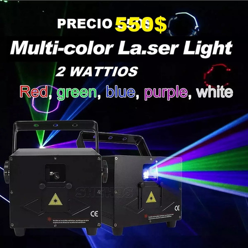 Laser De 2 Watt Multicolores ( Rgb) Animación, Dmx Y Audio